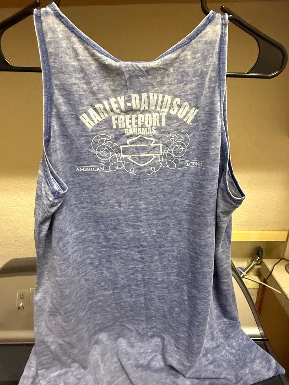 Harley-Davidson Blue and White Heathered Graphic Tank Top